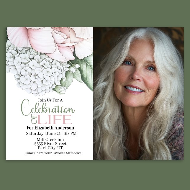 Blush Pink Peony Celebration Of Life Invitation (Créateur téléchargé)