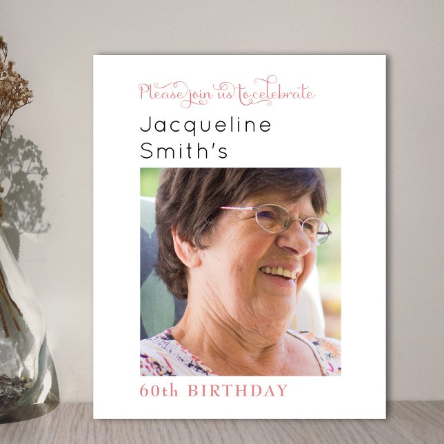 Blush Pink Photo Invitation Anniversaire (Créateur téléchargé)