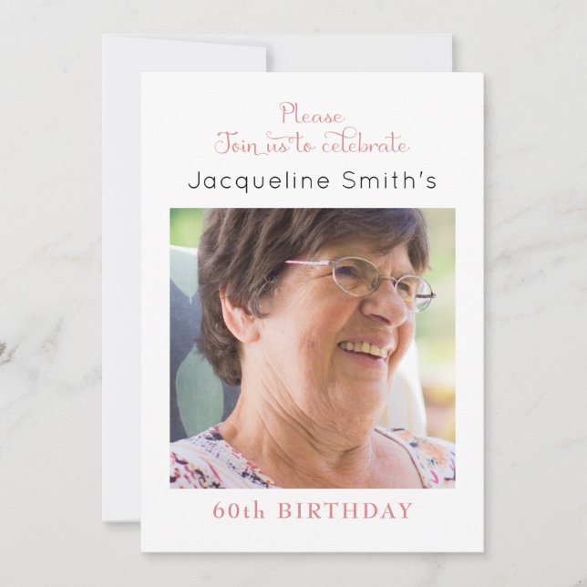Blush Pink Photo Invitation Anniversaire (Devant)