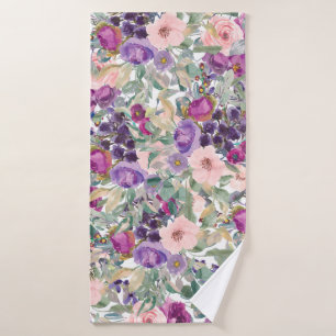 Blush Pink Purple Watercolor Floral Sage Green