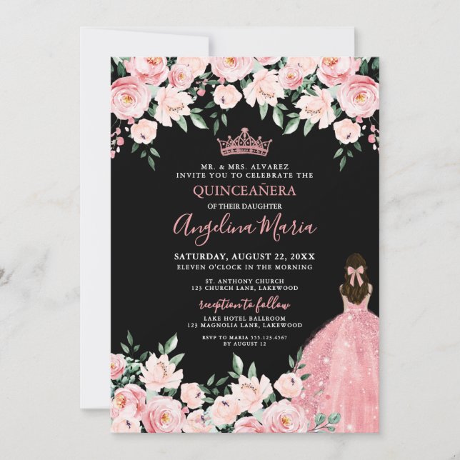 Blush Pink Quinceanera Invitation (Devant)
