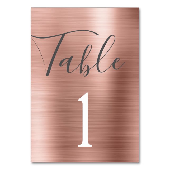 Blush Pink - Rose Gold Metallic Numéro de table (Par défaut)