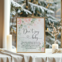 Blush pink winter Don't say baby game Poster