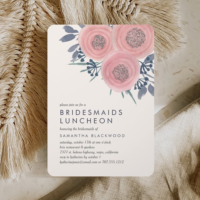 Blush Poppies Bridesservantes Luncheon Invitation (Créateur téléchargé)