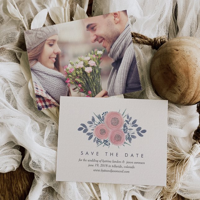 Blush Poppies Save the Date Cards w/ Photo Backer (Créateur téléchargé)