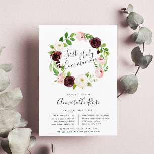 Blush Romance Première communion Invitation