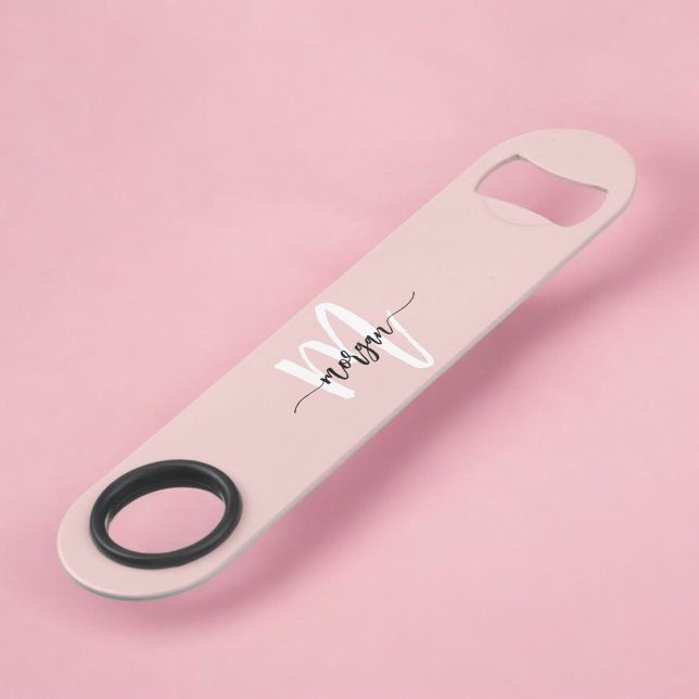 Blush Rose Écriture Moderne Féminin Monogramme Nom (Créateur téléchargé)