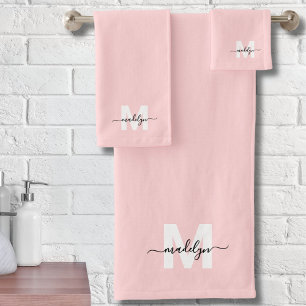 Blush Rose Élégant Monogramme de Nom en Script Min