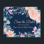 Blush rose et bleu marine Floral élégant moderne<br><div class="desc">Cette invitation Blush Pink and Navy Blue Floral Elegant Modern Wedding est parfaite pour votre look de plage marine, mariage de style moderne. Le bleu foncé et le rose poussiéreux des fleurs accompagnées de tons sombres et bleus de fleurs complémentaires roses et blanches vous feront vivre votre vision ! Ce...</div>