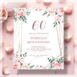 Blush rose Floral 60e Budget Invitation Anniversai<br><div class="desc">Vous cherchez une invitation charmant et abordable pour votre prochain 60e anniversaire? Ne cherchez pas plus loin que notre invitation au papier floral rose roux! Avec un design charmant avec de délicates fleurs roses sur un arrière - plan blanc propre et une police élégante, cette invitation personnalisable vous donnera le...</div>