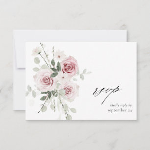 Blush rose Floral & Eucalyptus w Repas Carte RSVP