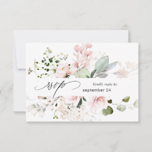 Blush rose Floral & Eucalyptus w Repas Carte RSVP