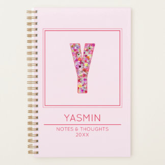 Blush Rose Floral Monogramme Nom Lettre Y