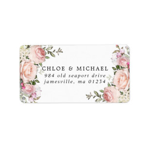 Blush rose Floral Russe Mariage Étiquette de messa