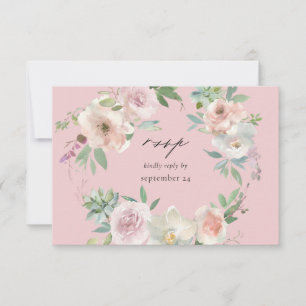 Blush rose Floral & Succulent w Repas Carte RSVP P
