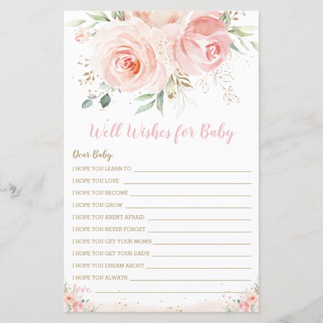 Blush rose Floral Wings for Baby shower Game (Devant)