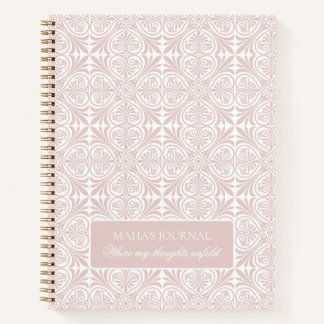 Blush Rose Geometric Floral Personalized Journal