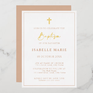 Blush rose & Gold Boy Baptême Foil Invitation