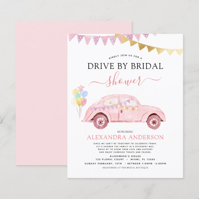 Blush Rose Gold Foil Mariage Intime Sur Budget (Devant / Derrière)