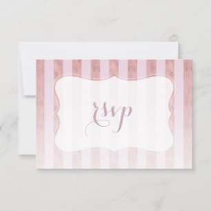 Blush Rose Gold Stripes Mariage RSVP