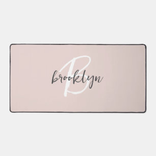 Blush rose gris monogramme nom écriture tendance
