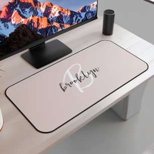 Blush rose gris monogramme nom écriture tendance