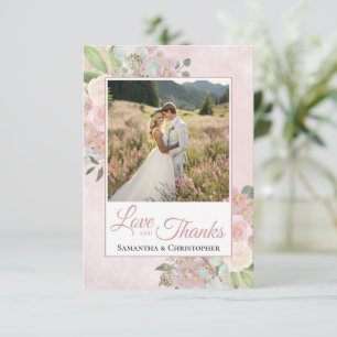 Blush Rose & Mauve Floral Amour & Merci Mariage