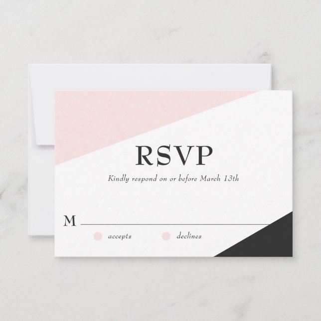 Blush rose moderne Accents Mariage Carte RSVP (Devant)