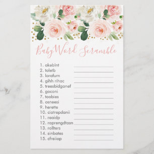 Blush Rose or Floral Baby Word Scramble Jeu