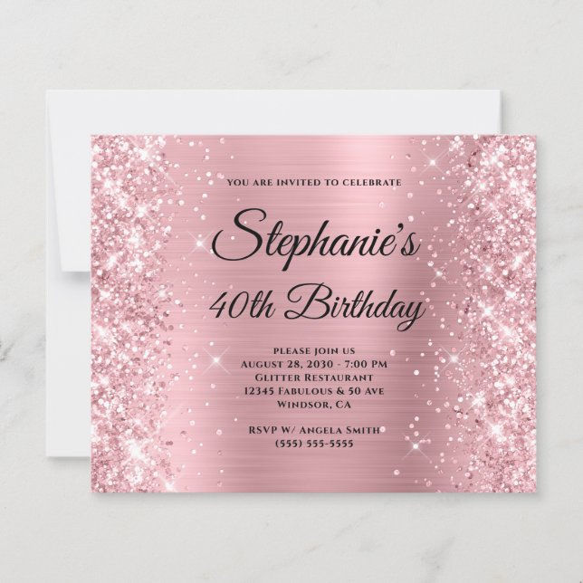 Blush Rose Pailleté Glam Monogramme 40e Anniversai (Devant)