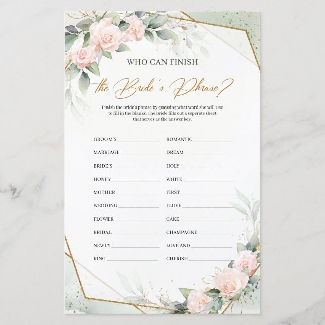 Blush rose Qui peut terminer le jeu de la mariée P (Devant)