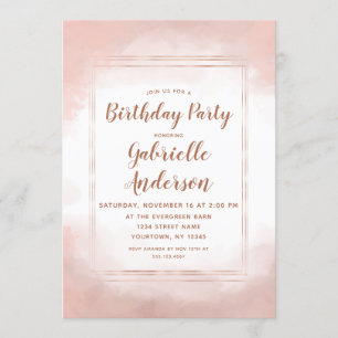 Blush Rose & Rose Gold Invitation de fête d'annive