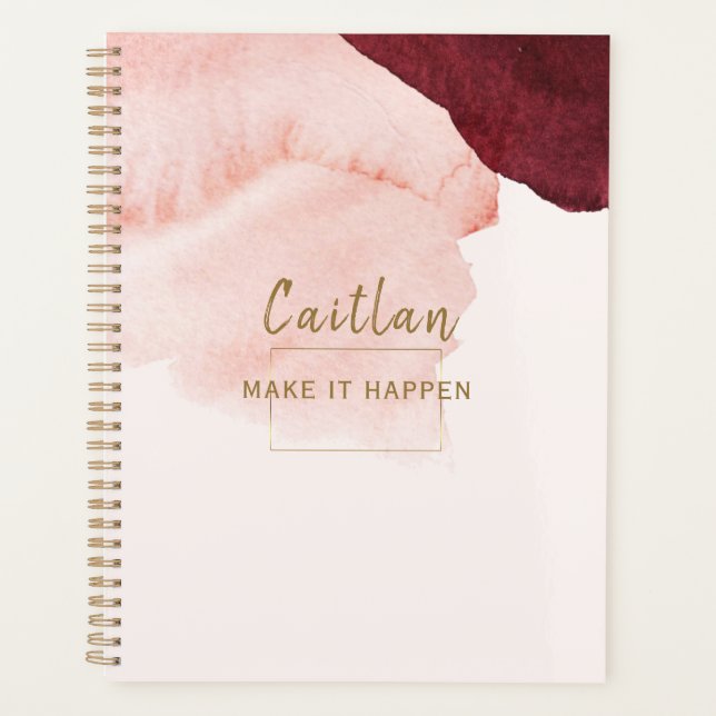 Blush Rose Terracotta Abstrait Monogrammé  (Devant)