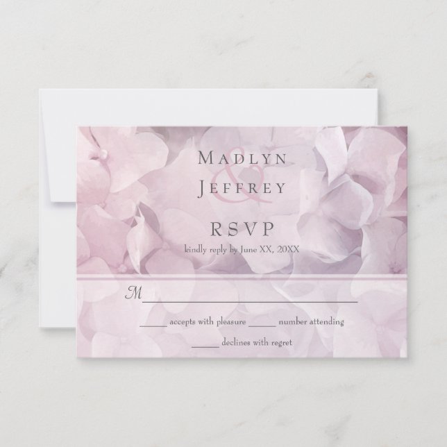 Blush rose violet Hydrangea Mariage floral RSVP (Devant)