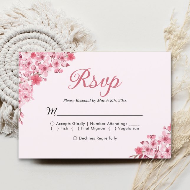 Blush Sakura Wedding – Spring Floral  RSVP (Créateur téléchargé)