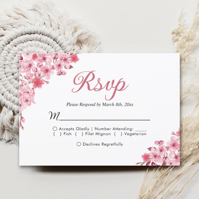 Blush Sakura Wedding – Spring Floral  RSVP (Créateur téléchargé)