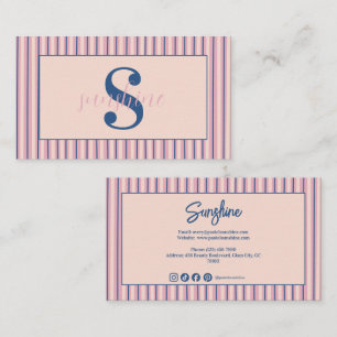 Blush Stripe Monogramme Cartes de Visite pour Entr