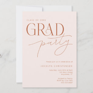 Blush Terracotta Moderne Grad Party Invitation