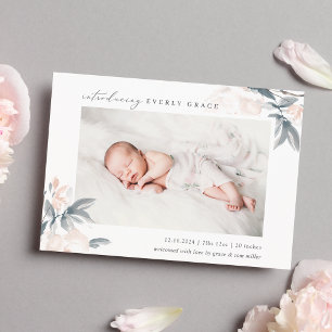 Blush Whisper Floral Photo Faire-part de naissance