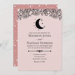 Blush Witchy Gothic Elegant Mariage de carte Tarot