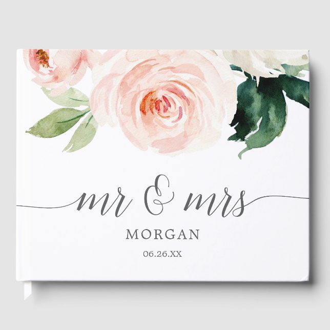 Blushing Blooms Livre d'invité Mariage (Recto)