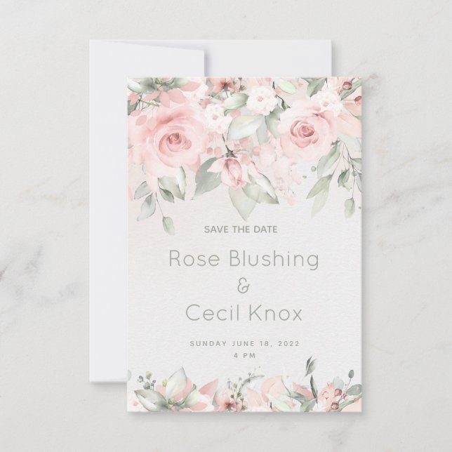 Blushing Rose Mariage Enregistrer La Carte Date (Devant)