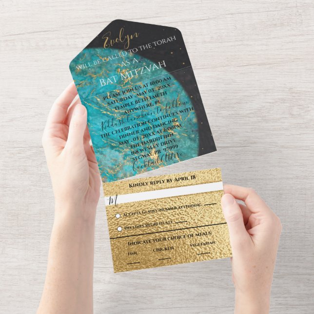 BM Bar Bat mitzvah All One Invitation Espace extra (Déchirure)