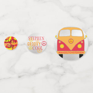 BM Bar Bat mitzvah Confetti Argent Orange Jaunes