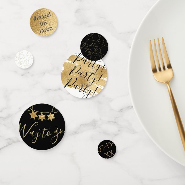 BM Bar ou Bat mitzvah Confetti Elegant Gold Stars (Groupe)