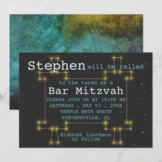BM Bat Bar Mitzvah De cette Invitation Mondiale To (Devant / Derrière)