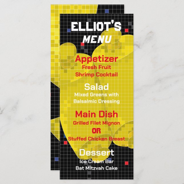 BM Bat ou Bar Mitzvah JEU SUR LE Menu Alimentaire (Devant / Derrière)