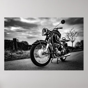 BMW Motorcycle noir & blanc Poster