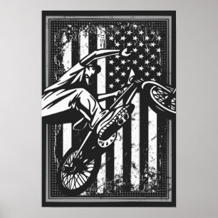 Bmx Usa - Drapeau Américain - Poster Bmx