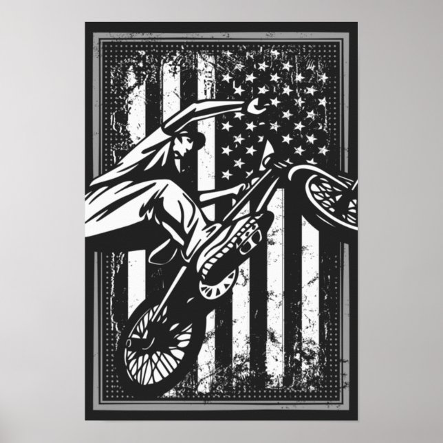 Bmx Usa - Drapeau Américain - Poster Bmx (Devant)